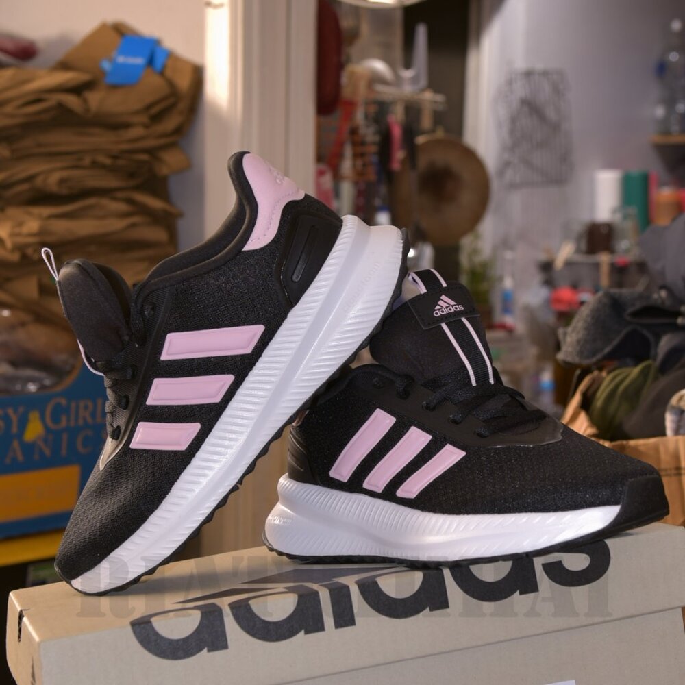 Ladies' XPLR Path Sneaker      adidas®     Color: Black (Black with Pink Stripes - Picture 3 of 5